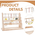 Miniatyrbillede 6 af 7: 4-lags Øreringe Display Stand i Træ, 28 Huller Træ Øreringe Smykke Display Rack Smykke Organizer Holder Riser til Øreringe Halskæde Armbånd Nøglering