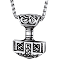 Pikkukuva 1 / 7: Thorin Mjolnir-vasara riipusriipus, pohjoismainen viikinkikirves piikikettulla, ruostumaton teräs 03. Color Platino