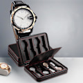 Miniatyrbillede 5 af 5: Ur Opbevaringsboks 8 Slots Ur Displayboks PU Læder Kulfiber Smykker Armbånd Opbevaringsboks med Lynlås Sort 8 Slots