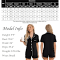 Miniatyrbild 6 av 6: Dam Pyjamas Set Kortärmad Nattkläder Dam Knapp Ned Nattkläder PJ Set med Ficka XL Black