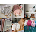 Miniatyrbild 7 av 7: 4-pack bambu skåp diskställ-tallriksställ stativ grytlockhållare, köksskåpsorganisatör för skål, kopp, skärbräda och mer, 33 x 12 x 10,5 cm