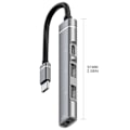 Pikkukuva 6 / 11: Type-C -telakointiasema 3,5 mm:n liittimeen USB2.0 TypeC HUB 4-in-1 -jakaja USB C -sovitin UDisk-näppäimistölle Harmaa 0,03