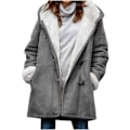 Miniatyrbillede 1 af 5: Damer Vinterjakker Udsalg Plus Størrelse Dame Fleeceforet Jakke Hoodies Lomme Uld Casual Hættetrøjer Horn Knapper Casual Varmt Jakke Trench XL 02 Grey