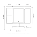 Miniatyrbilde 2 av 7: Opplyst Sminke Speil Toalettspeil - 3 Fargebelysningsmoduser 70 LED-er Tri-fold Speil, 1x/2x/3x Forstørrelse, Berøringskontroll Design, Bærbar HD Frosted right angle