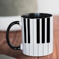 Miniatyrbillede 3 af 3: Klaver Tangenter Keyboard Musik - Keramisk Kaffekop