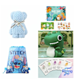 Miniatyrbillede 1 af 5: Børnegaver, fødselsdagsgaver, børns tidlige uddannelses stickerbog travl bog + bjørnehåndklæde, krystal kanin, dinosaur viskelæder blue