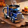 Miniatyrbillede 1 af 2: Håndlavet Lastbil Kaffekrus, 250ML Sættevognsformet Resin Kaffekrus, Lastbil Kaffekrus, Unik Gave til Kaffe- og Lastbilentusiaster blue