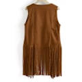 Miniatyrbillede 2 af 5: Dame Fringe Ærmeløs Tanktop 70'erne Hippie Faux Suede Fringe Jakke Cardigan, Disco Stripe Tank Jakke khaki S