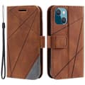 För iPhone 15 Mobilskal Hudvänlig Splitsdesign Läder Mobilfodral med Handrem