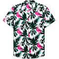 Miniatyrbillede 2 af 6: Herre Hawaiiskjorte og Shorts Sæt Regular Fit Kortærmet Casual Funky Strand Flamingo Skjortesæt L