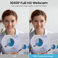 Miniatyrbild 2 av 6: 1080P webbkamera med mikrofon, USB 2.0 webbkamera för stationär dator och bärbar dator med automatisk ljuskorrigering, Plug and Play, för videostreaming