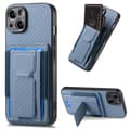 För iPhone 15 Kolfiber Vikbart Ställ Elastisk Kortficka Telefonfodral