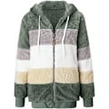 Miniatyrbillede 4 af 6: Hættejakke til kvinder, Teddy Fleece-frakke, Overgangsjakke med hætte og lommer, lynlås, efterår, vinter, plysjakke, fleecejakke, vinter 4XL J Green