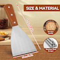 Miniatyrbilde 3 av 9: 2 stk. stekeskrape i rustfritt stål, stekespade for støpejern treskaft skråkant grillspaker for matservering/matlaging/rengjøring, ideell