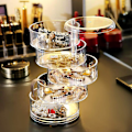 Miniatyrbillede 2 af 6: 360° Roterende Smykkeskrin med Opbevaringslåg, 5-Lags Smykkeorganisator til Ringe, Øreringe, Armbånd og Halskæder (Transparent)