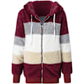 Miniatyrbillede 4 af 6: Hættejakke Dame Teddy Fleece Frakke Overgangsjakke med Hætte med Lommer Lynlås Efterår Vinter Plys Jakke Fleece Jakke Vinter 4XL J Wine