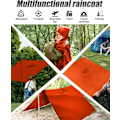 Miniatyrbild 6 av 6: Återanvändbar Regnponcho Vuxen Vattentät Poncho Vattentät Vuxen Lätt Vattentät Regnrock för Utomhusvandring Camping Cykling Resor Orange
