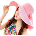 Miniatyrbilde 1 av 4: Kvinners solbeskyttende bredbremmet stråhatt sammenleggbar floppy hatt sommer UV-beskyttelse strandhatt C1 f rosa C1 f rosa C1 f pink