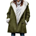 Miniatyrbillede 1 af 4: Damer Vinterjakker Udsalg Plus Størrelse Dame Fleeceforet Jakke Hoodies Lomme Uld Casual Hættetrøjer Horn Knapper Casual Varmt Jakke Trench M 02 Army Green