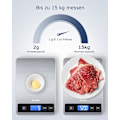 Miniatyrbilde 4 av 8: Matvekt 15 kg for matlaging og baking, elektrisk vekt med tarefunksjon, gram og oz, bakgrunnsbelyst LCD, 1 g/0,1 oz nøyaktighet Silver