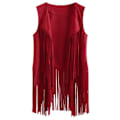 Pikkukuva 1 / 5: Naisten Rinta-aukkoinen Tank Top 70-luvun Hippi Väärennetty Nahka Rinta-aukkoinen Takki, Disco Raido Tank Takki red XL
