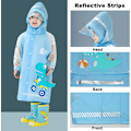 Miniatyrbillede 4 af 7: Børns Regnfrakker Regn Poncho Piger Drenge Regnjakke Vandtæt Poncho Toddler Tegneserie Regn Tøj Genanvendelig med Bærbar Taske S-4XL Størrelse Blue XL / 7-8 Years