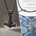 Miniatyrbillede 2 af 7: Thor Mjolnir Hammer Vedhæng Charm, Nordisk Viking Økse med Pigkæde, Rustfrit Stål 02. Negro