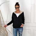 Miniatyrbillede 4 af 7: Dame Casual Vinter Varm Tyk Sherpa Fleece Jakke Fuld Lynlås Hættetrøje Sweatshirt til Kvinder...