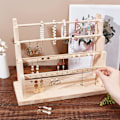 Miniatyrbillede 3 af 7: 4-lags Øreringe Display Stand i Træ, 28 Huller Træ Øreringe Smykke Display Rack Smykke Organizer Holder Riser til Øreringe Halskæde Armbånd Nøglering