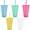 Miniatyrbild 1 av 7: Återanvändbara Plastkoppar 5 St Drinkware Tumlare Färgade Akrylkoppar Tumlare med Lock och Sugrör Plast Bulk Isade Plast Kalla Vatten Tumlare Isade 710ml B