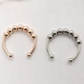 Miniatyrbilde 4 av 5: Angstring i rustfritt stål med roterbare perler, antistressring for kvinner
