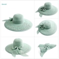 Miniatyrbilde 3 av 5: Kvinners solbeskyttende bredbremmet stråhatt sammenleggbar floppy hatt sommer UV-beskyttelse strandhatt C1 f Mint Green C1 f Mint Green C1 f mint Green