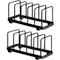 Miniatyrbilde 1 av 7: Tallerkenoppbevaringsstativ, Vertikal tallerkenstativavløp, Skjærebrett, Bakeware, Serveringsbrettstativ, Lokkarrangør, Skapstativ (Svart, 2 pakker) Black