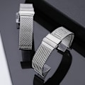 Miniatyrbild 5 av 5: Mesh Armbands Snabbkoppling Armbands Milanese Rostfritt Stål Mesh Armband för Ersättning, En Storlek Klockspänne Passar Apple Watch Silver 22mm