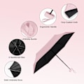 Pikkukuva 6 / 8: Matkailuvarjo, 6-ripainen minivarjo, pieni UV-varjo, taitettava aurinkovarjo, tuulenpitävä sadevyö sateenvarjo kapselikotelolla Pink