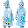Miniatyrbild 1 av 7: Barnregnrockar Regnponcho Flickor Pojkar Regnjacka Vattentät Poncho Småbarn Cartoon Regnkläder Återanvändbar med Bärbar Väska S-4XL Storlek Blue 2XL / 9-10 Years
