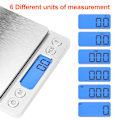 Miniatyrbilde 5 av 7: 3 kg/0,1 g kjøkkenvekt, elektronisk digital vekt i rustfritt stål med LCD-skjerm med 6 enheter, matvekt for matlaging, baking, blanding