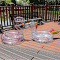 Miniatyrbillede 5 af 5: Klar Glitter Flamingo Enhjørning Badering til Børn Svømmecirkel Sommer Oppustelig Pool Flydemadras Pool Party Legetøj