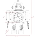 Miniatyrbild 5 av 7: Rostfritt metall icke-tickande robotlarmklocka - Larmklocka med blinkande lampor och handklämma Ruby Red
