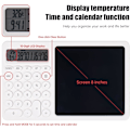 Miniatyrbilde 2 av 6: 2 i 1 kalkulator med LCD skriveplate, skrivebords kalkulator med elektronisk kalender, tid og temperatur indikator, 10 siffer LCD display kalkulator