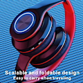 Pikkukuva 6 / 6: Langattomat Bluetooth-kuulokkeet - Värikkäät valot / Kokoontaitettavat / Suuri akkukapasiteetti / Sisäänrakennettu mikrofoni - Bluetooth 5.0 / 13 m kantama / (musta-punainen1) Black