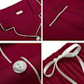 Miniatyrbild 5 av 6: Kvinnors Pyjamas Set Kortärmad Nattkläder Dam Button Down Nattkläder PJ Set med Ficka L Wine Red