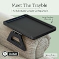 Miniatyrbillede 3 af 5: Bambus Sofa Arm Bord, Clip On Bakke Sofa Bord til Sofa. Sofa Arm Bakke, Lænestol Bord til TV Middage Black