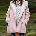 Miniatyrbillede 2 af 7: Damer Vinterjakker Udsalg Plus Størrelse Dame Fleeceforet Jakke Hoodies Lomme Uld Casual Hættetrøjer Horn Knapper Casual Varmt Jakke Trench 4XL 01 Pink