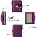 Miniatyrbilde 3 av 9: Punge for kvinner ekte skinn liten bifold kompakt damelommebok med RFID-beskyttelse Dark Purple