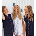 Miniatyrbild 3 av 6: Kvinnors Pyjamas Set Kortärmad Nattkläder Dam Button Down Nattkläder PJ Set med Ficka S Navy Blue