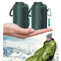 Miniatyrbild 1 av 5: Nödsovsäck med visselpipa, ultralätt vattentät varm filt för camping, vandring green 2pc