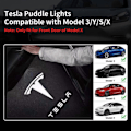 Miniatyrbillede 2 af 5: 4 stk. Tesla Puddle Lights Billedørlys Logo Projektor, Ultra-Light LED 3D Laser Ghost Shadow Light, Invitation Lights til Model 3 YSX Tilbehør