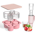 Miniatyrbild 1 av 7: Silikon Isbitsform med Lock för Stanely Cup, Tumbler Isform, Cylinderformade Silikon Isbitsformar för Frys BPA-fri, Diskmaskinsäker (Rosa) Pink