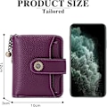 Miniatyrbilde 7 av 9: Punge for kvinner ekte skinn liten bifold kompakt damelommebok med RFID-beskyttelse Dark Purple